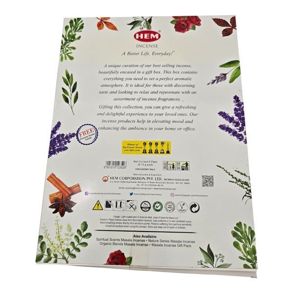 Набор пыльцевых благовоний Nature Series Incense Organic Blends Masala Incense, Масала HEM BZP-714 BZP-714 фото