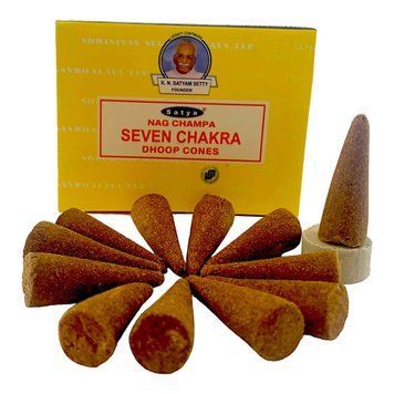 Пилкові пахощі арома-конуси Seven Chakra, Nag champa Dhoop Cones, Масала Satya (Сьома Чакра) BZP-414 BZP-414 фото