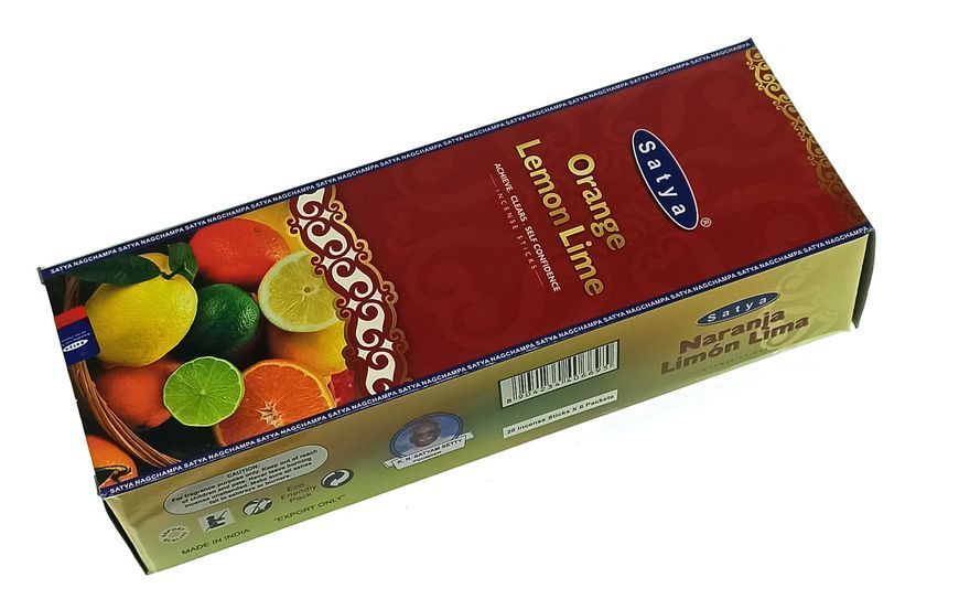 Пилкові пахощі Orange Lemon Lime, Масала Satya 20 шт/уп. (Апельсин, цитрина, лайм) BZP-478 BZP-478 фото
